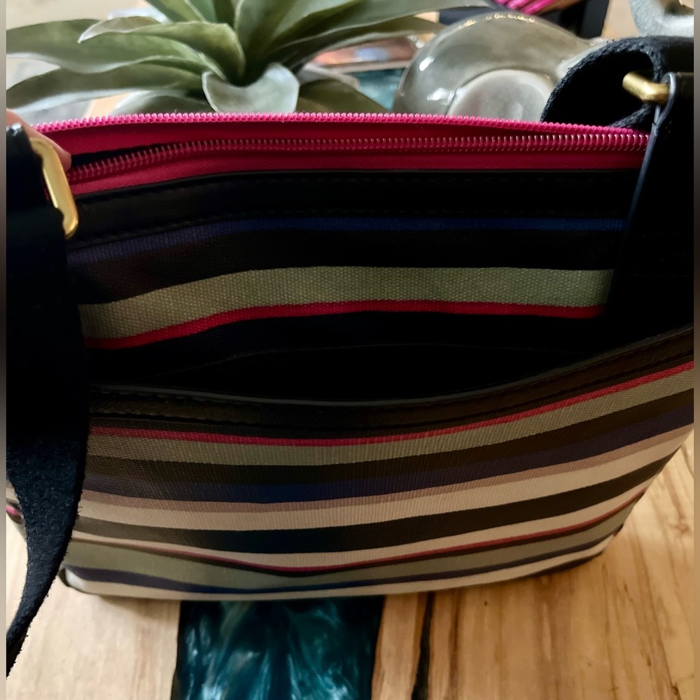 Fossil Eliza Coated Canvas Striped Crossbody Bag EUC - Picture 10 of 13